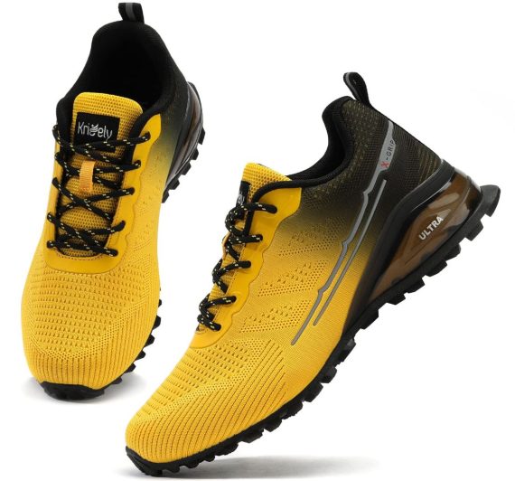 Men's Trail Running Shoes Fashion Walking Hiking Sneakers for Men Tennis Cross Training Shoe Outdoor Snearker Mens Casual Workout Footwear - Yellow