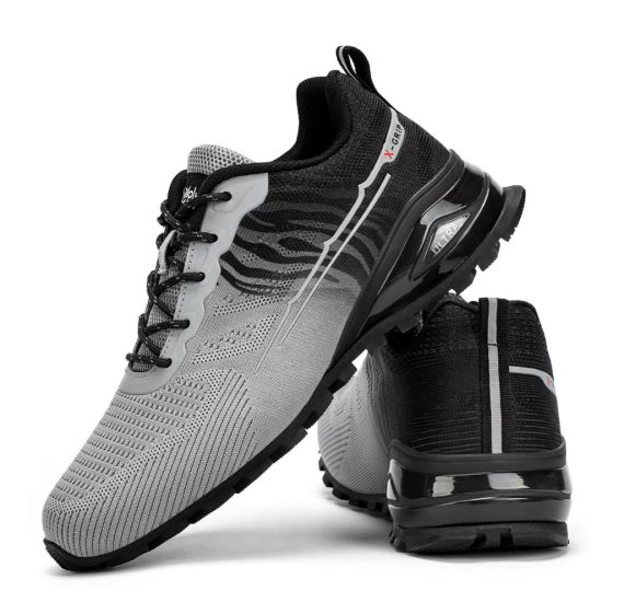Men's Trail Running Shoes Fashion Walking Hiking Sneakers for Men Tennis Cross Training Shoe Outdoor Snearker Mens Casual Workout Footwear - Black Grey