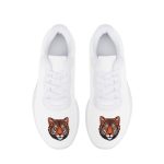 All-White Mesh Sneakers with Tiger Head Accents