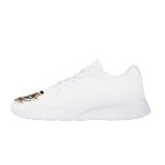 All-White Mesh Sneakers with Watercolor Tiger Accents